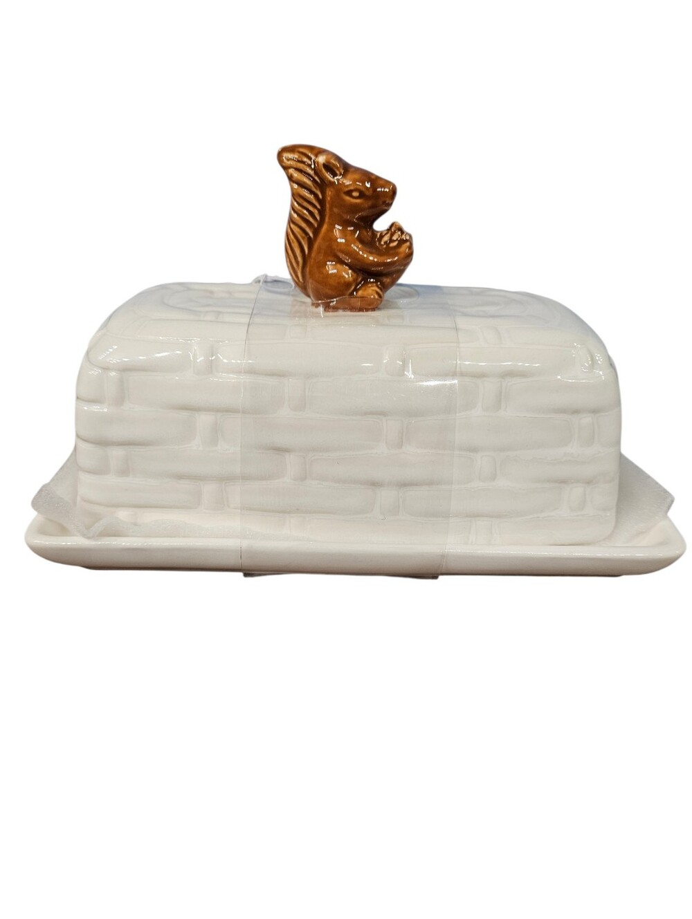 Ceramic Squirrel Butter Dish